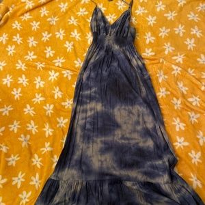 NY&Co Blue Tie Dye Halter Maxi Dress
